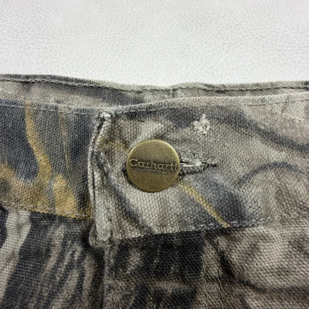 Carhartt Mens Realtree Hardwoods Camo Work Pants Straight Leg 36x30 Brown Grey